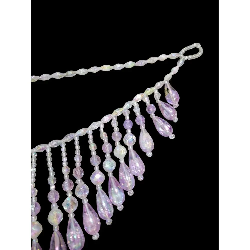 4 NIP Vtg Kurt S. Adler Santas World Christmas Garland Purple Iridescent Beads